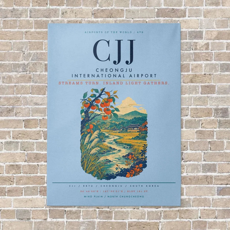 Cheongju International Airport CJJ vertical canvas print - no frame - light blue background
