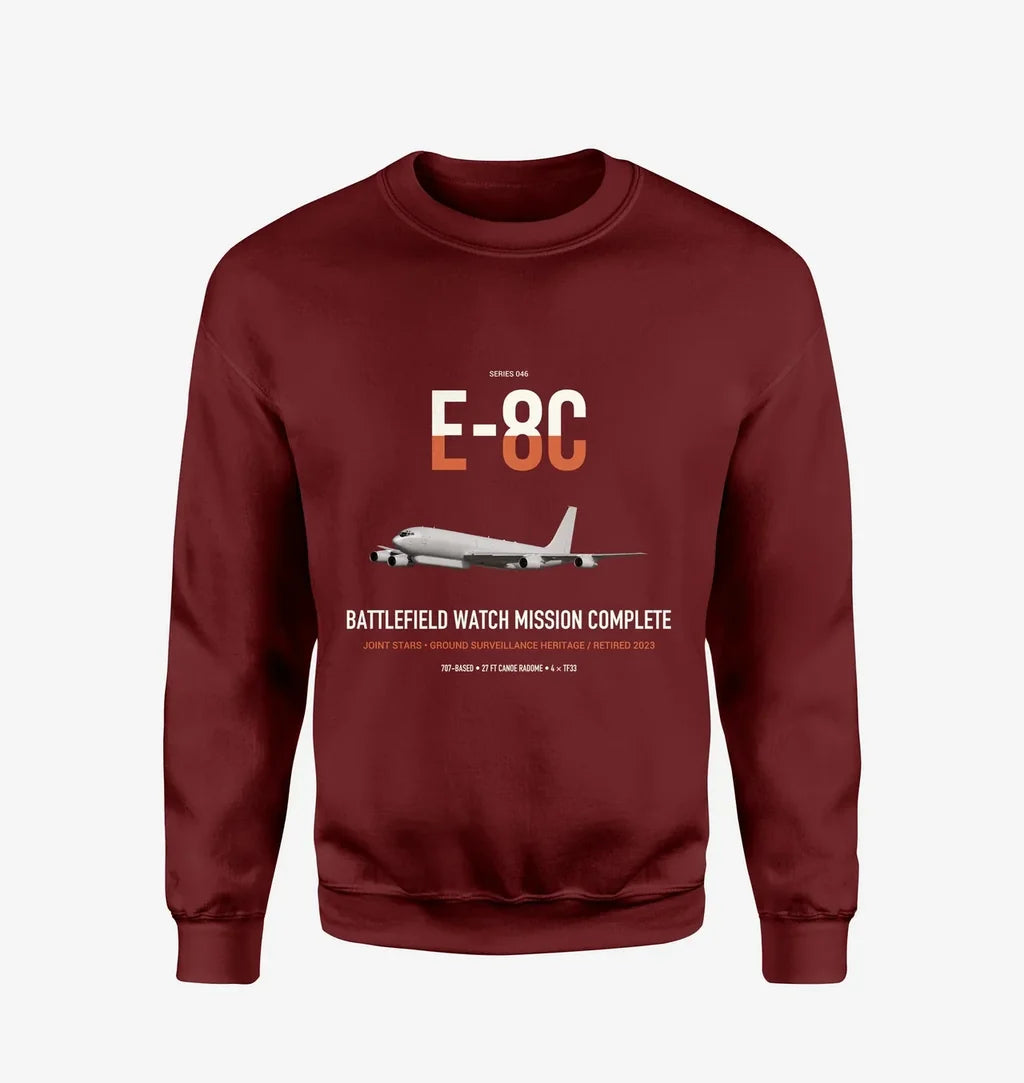 E-8C Joint STARS design on wine red sweatshirt