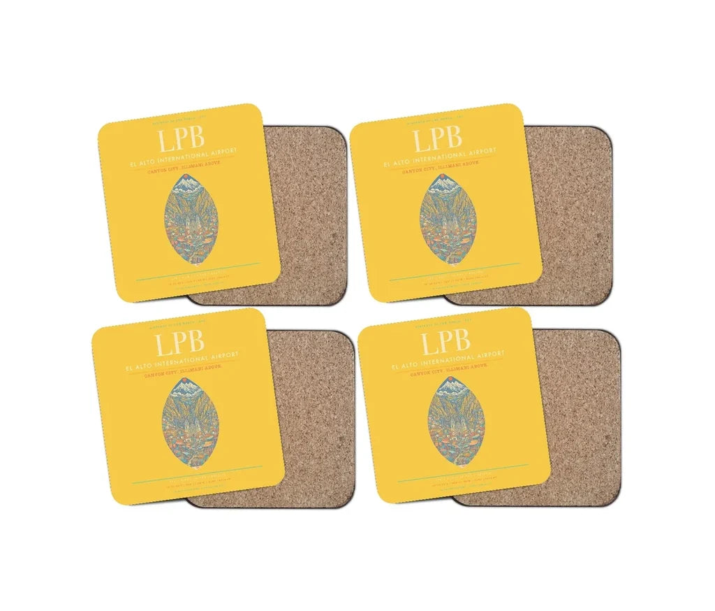 El Alto International Airport LPB Coaster 4-Pieces-Set - Yellow