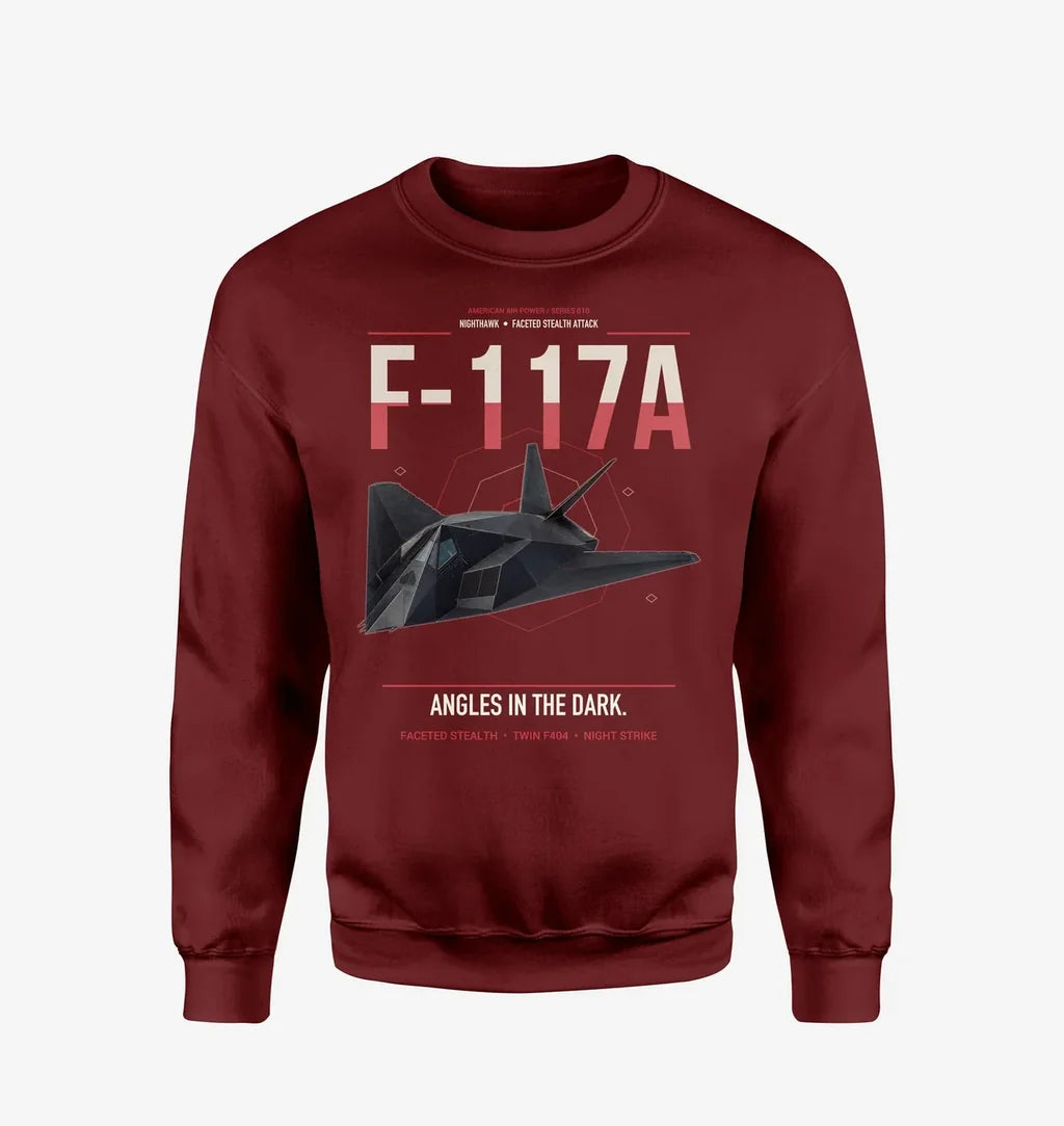 F-117A Nighthawk design on wine red sweatshirt