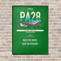 Thumbnail for Piper PA-28 Cherokee vertical canvas print - framed - green background