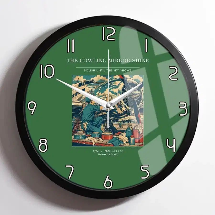 VINTAGE G4262 - The Cowling Mirror Shine - Designed Wall Clocks design on green framed