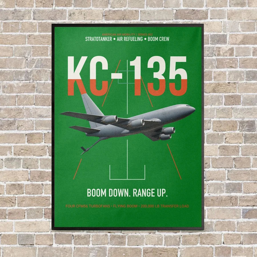 KC-135 STRATOTANKER vertical canvas print - framed - green background