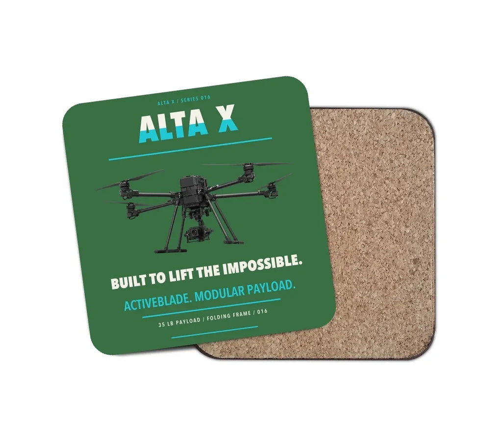Freefly Alta X design on green 1 piece coaster