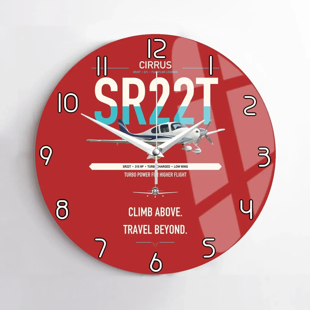 Cirrus SR22T design on red no frame wall clock
