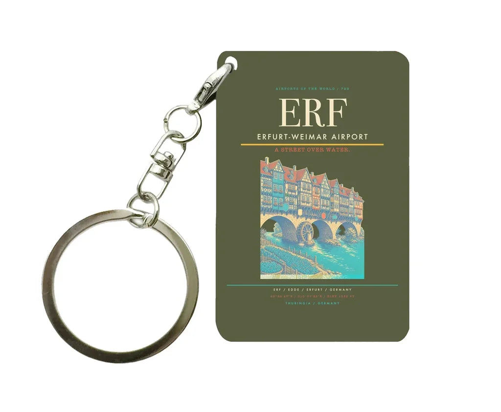 Erfurt-Weimar Airport (ERF) design on green army key chain