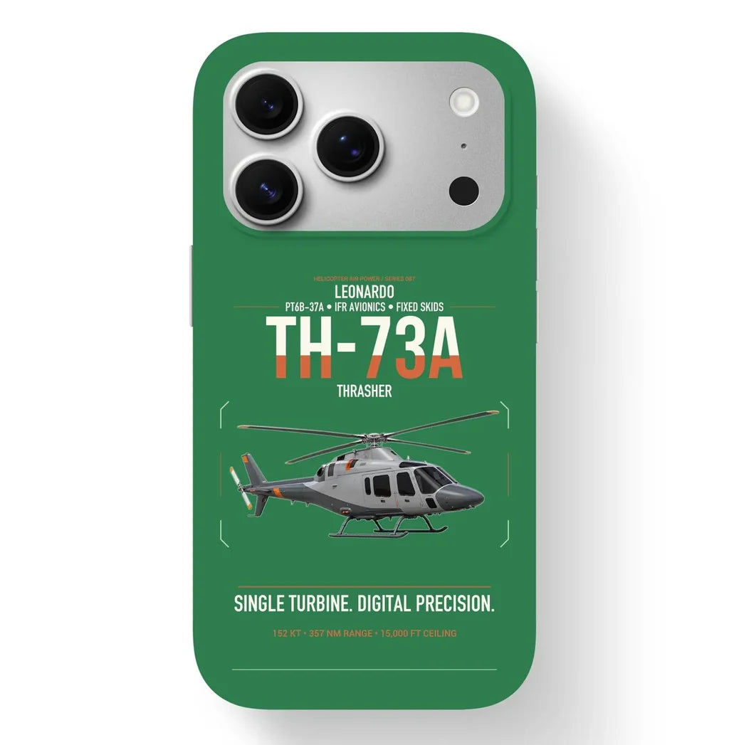 Leonardo TH-73A Thrasher design on green magsafe iphone case, for iPhone 17 Pro