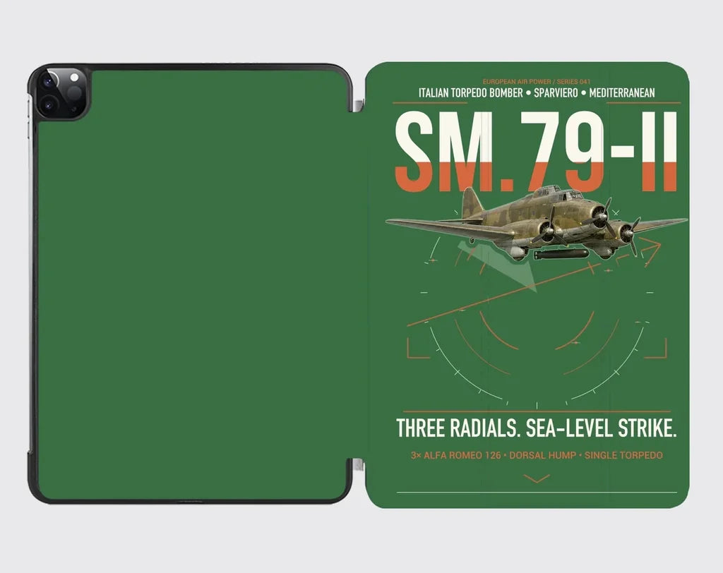 Savoia-Marchetti SM.79-II Sparviero design on green ipad tablet case