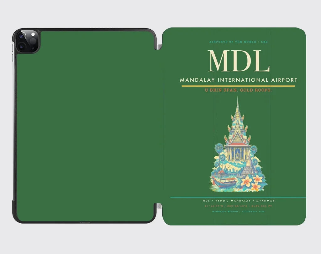 Mandalay International Airport (MDL) design on green ipad tablet case