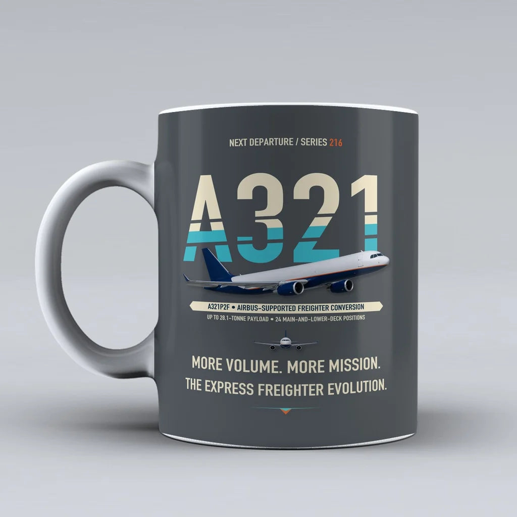A321P2F Mug design on gray airbus