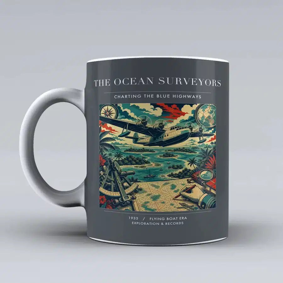 VINTAGE G4064 - The Ocean Surveyors - Ceramic Mug design on gray