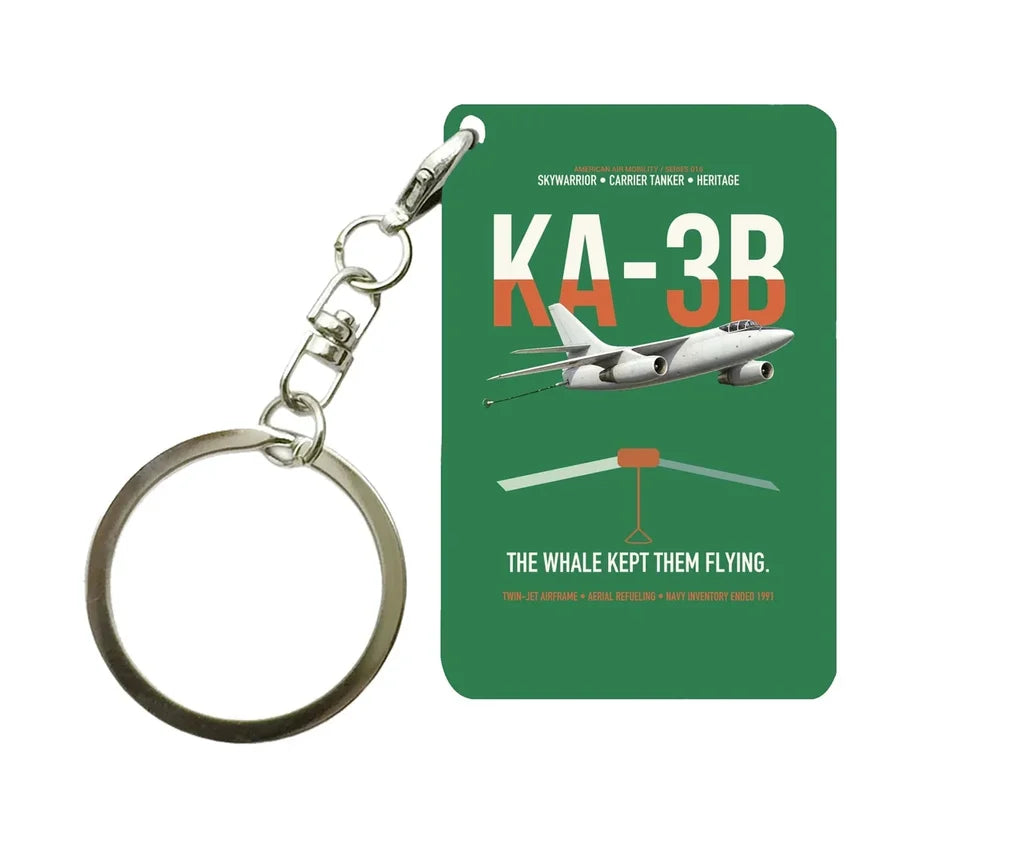 KA-3B Skywarrior design on green designed key chain, double-side print
