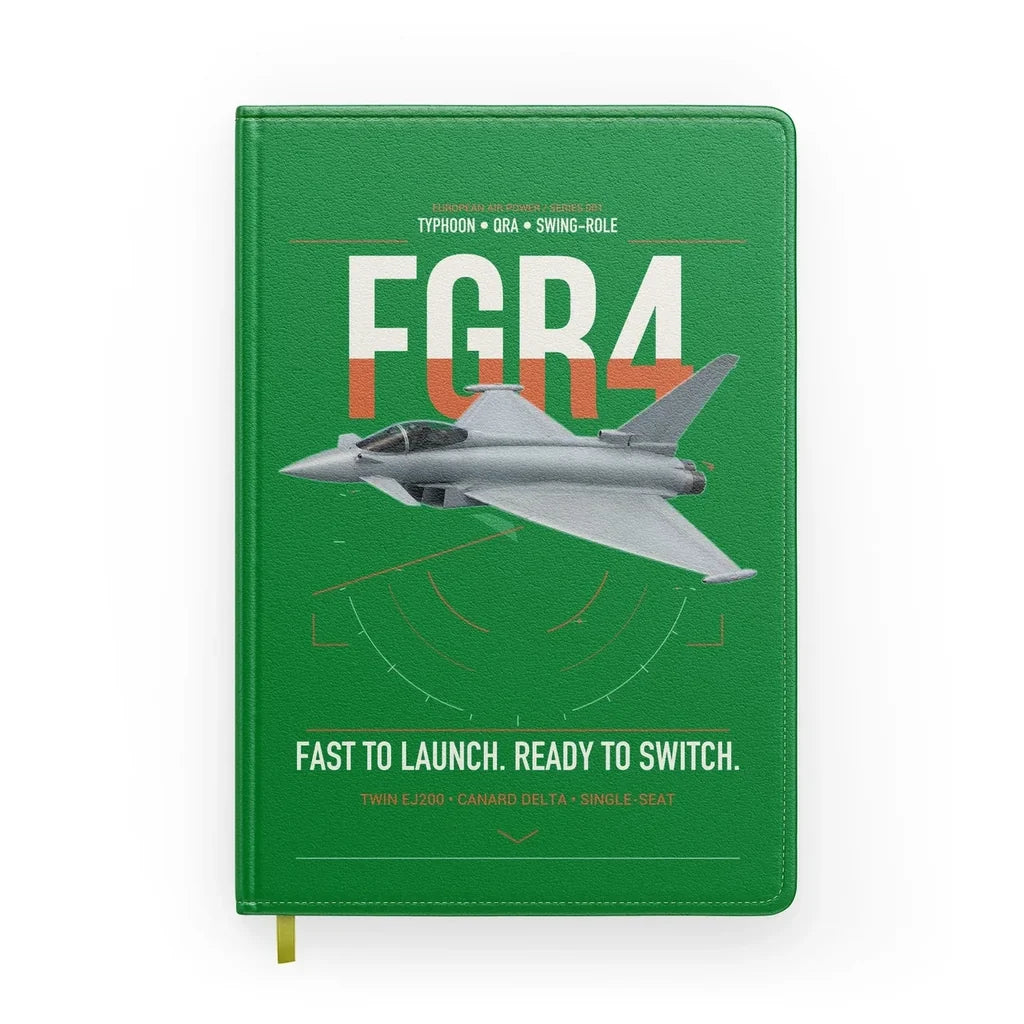Eurofighter Typhoon FGR4 design on green notebook