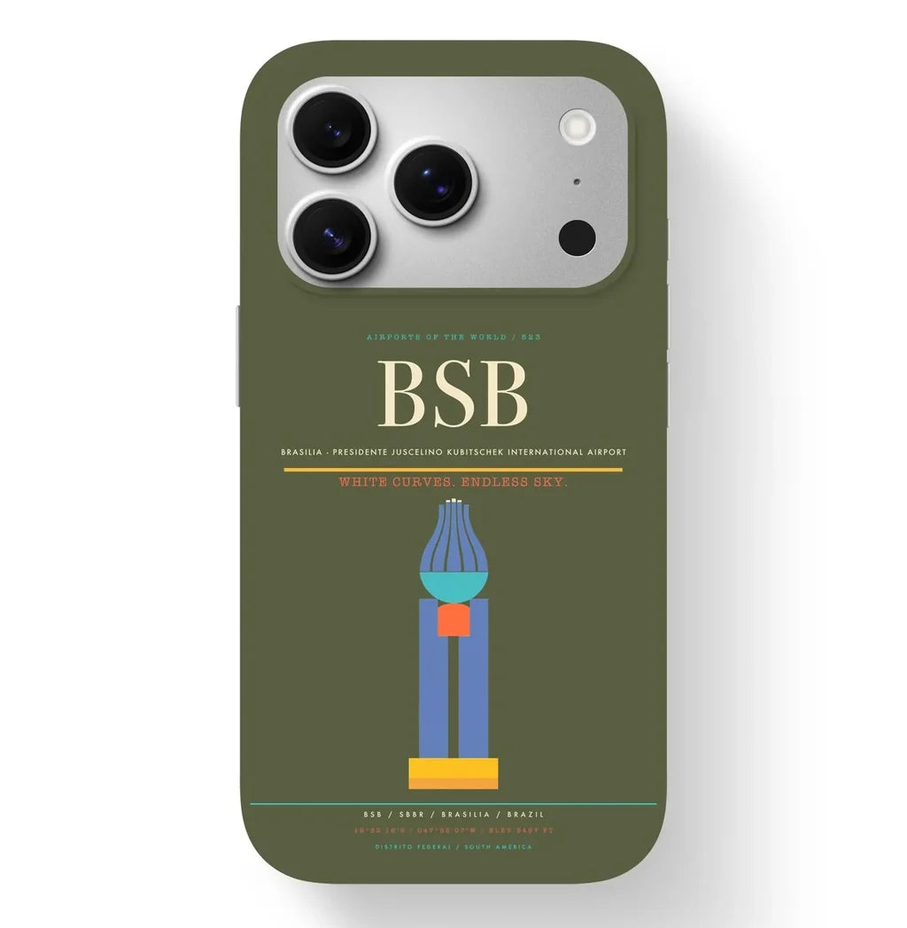 Brasilia Airport (BSB) design on green army iPhone 17 Pro MagSafe case