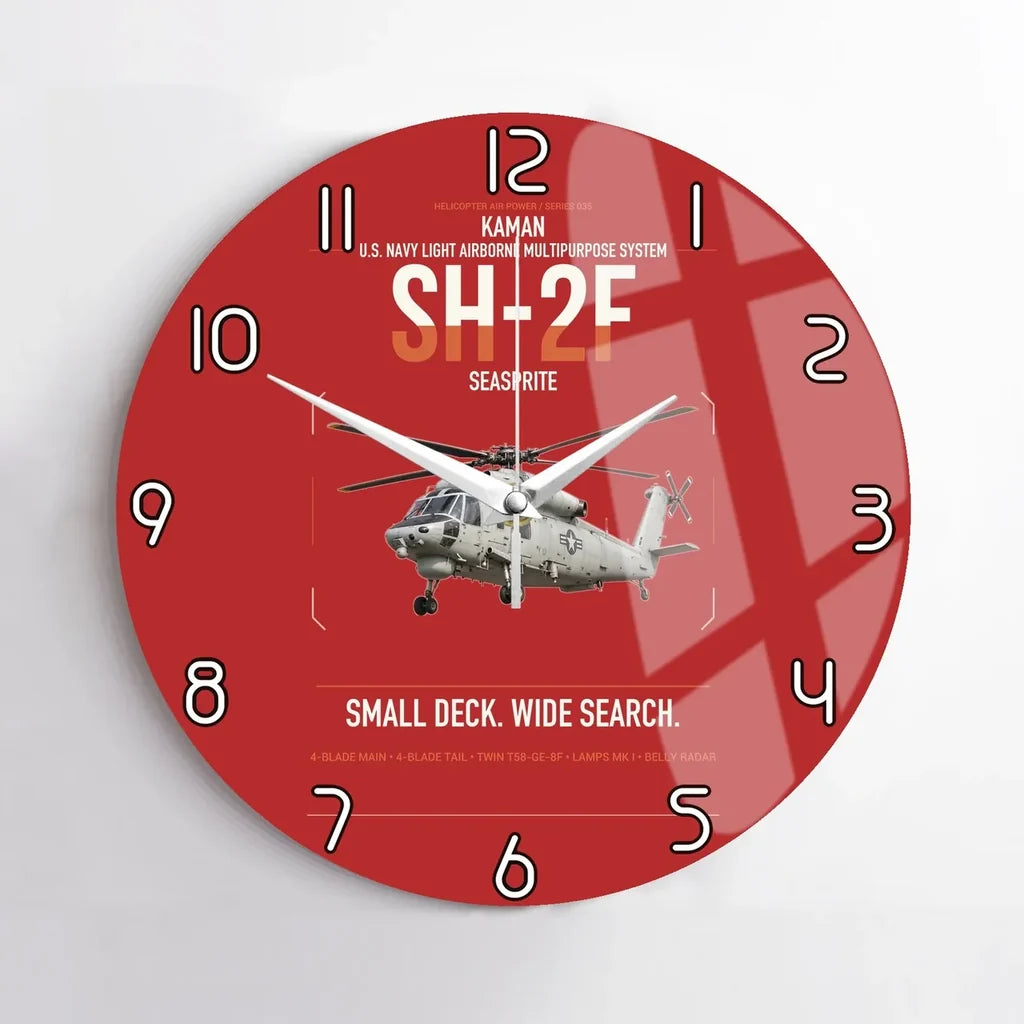 Kaman SH-2F Seasprite design on red no frame wall clock