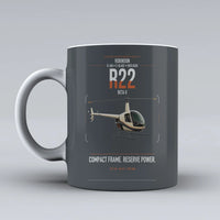 Thumbnail for Robinson R22 Beta II design on gray ceramic mug, double-side print