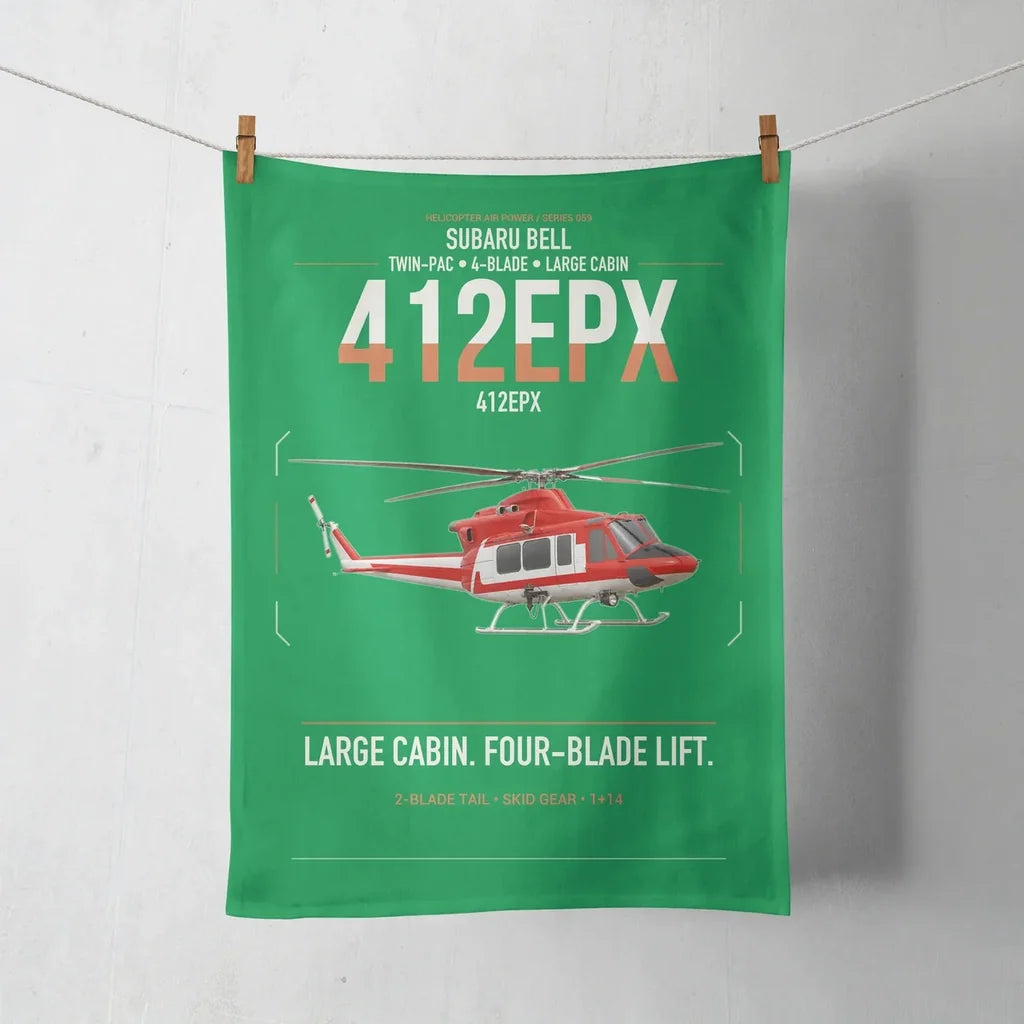 SUBARU Bell 412EPX design on green towel