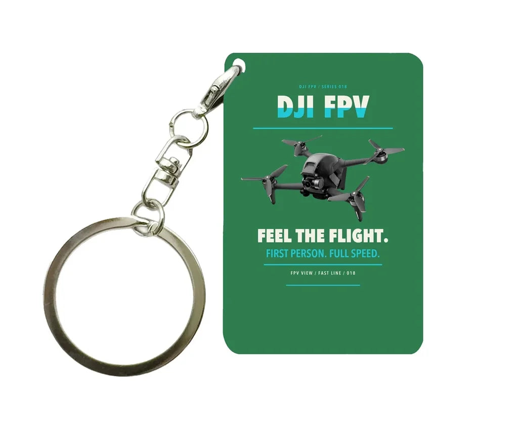 DJI FPV Key Chain design on green key chain