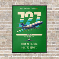 Thumbnail for Boeing 727-200 vertical canvas print - framed - green background