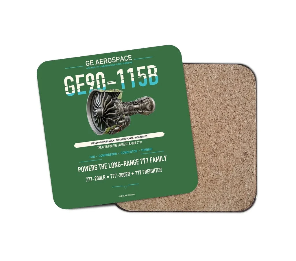 GE90-115B design on green 1 piece coaster