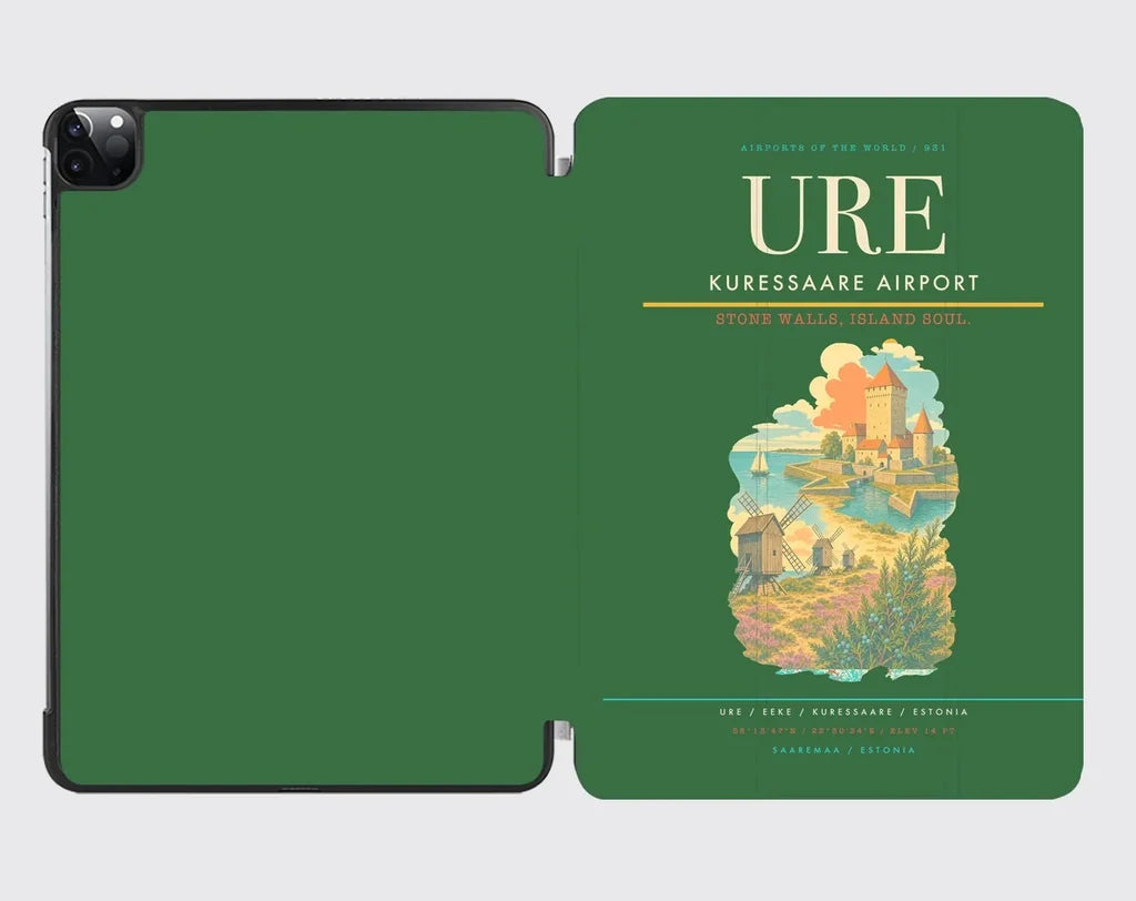 Kuressaare Airport (URE) design on green ipad tablet case