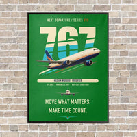 Thumbnail for Boeing 767-300F vertical canvas print - framed - green background