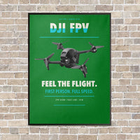 Thumbnail for DJI FPV vertical canvas print - framed - green background