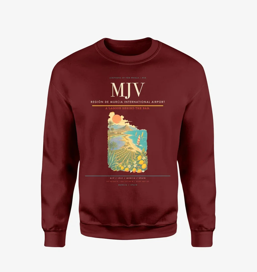 Región de Murcia International Airport (MJV) design on wine red sweatshirt