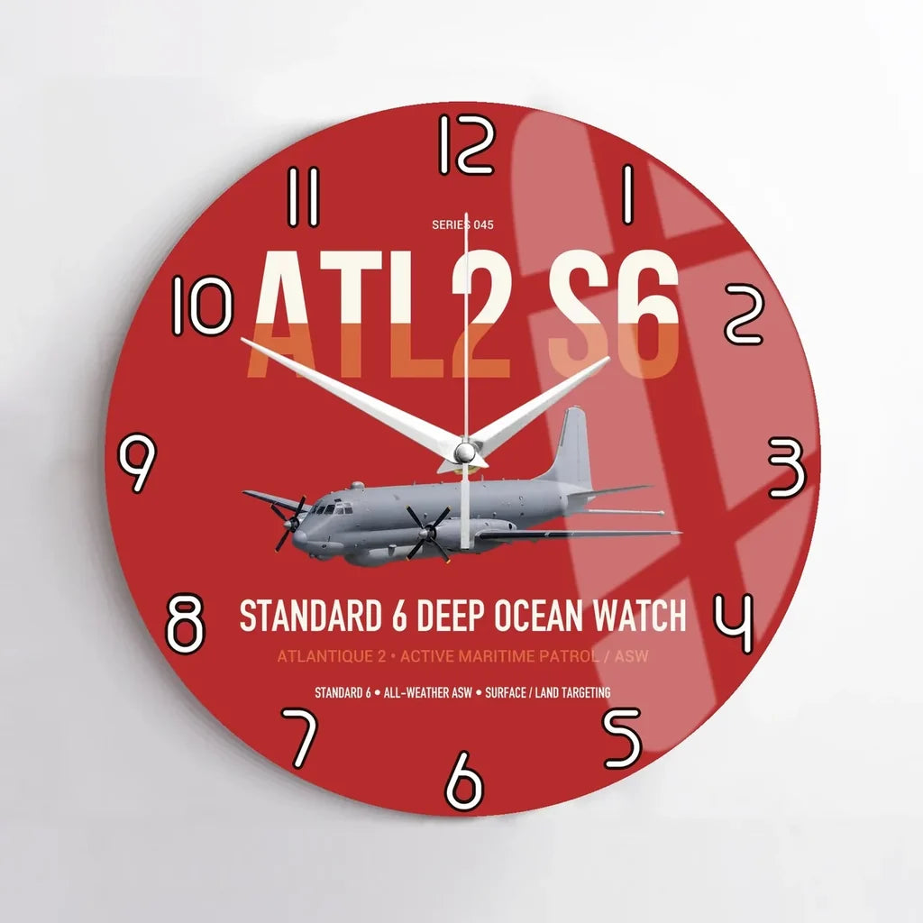 Atlantique 2 Standard 6 design on red no frame wall clock