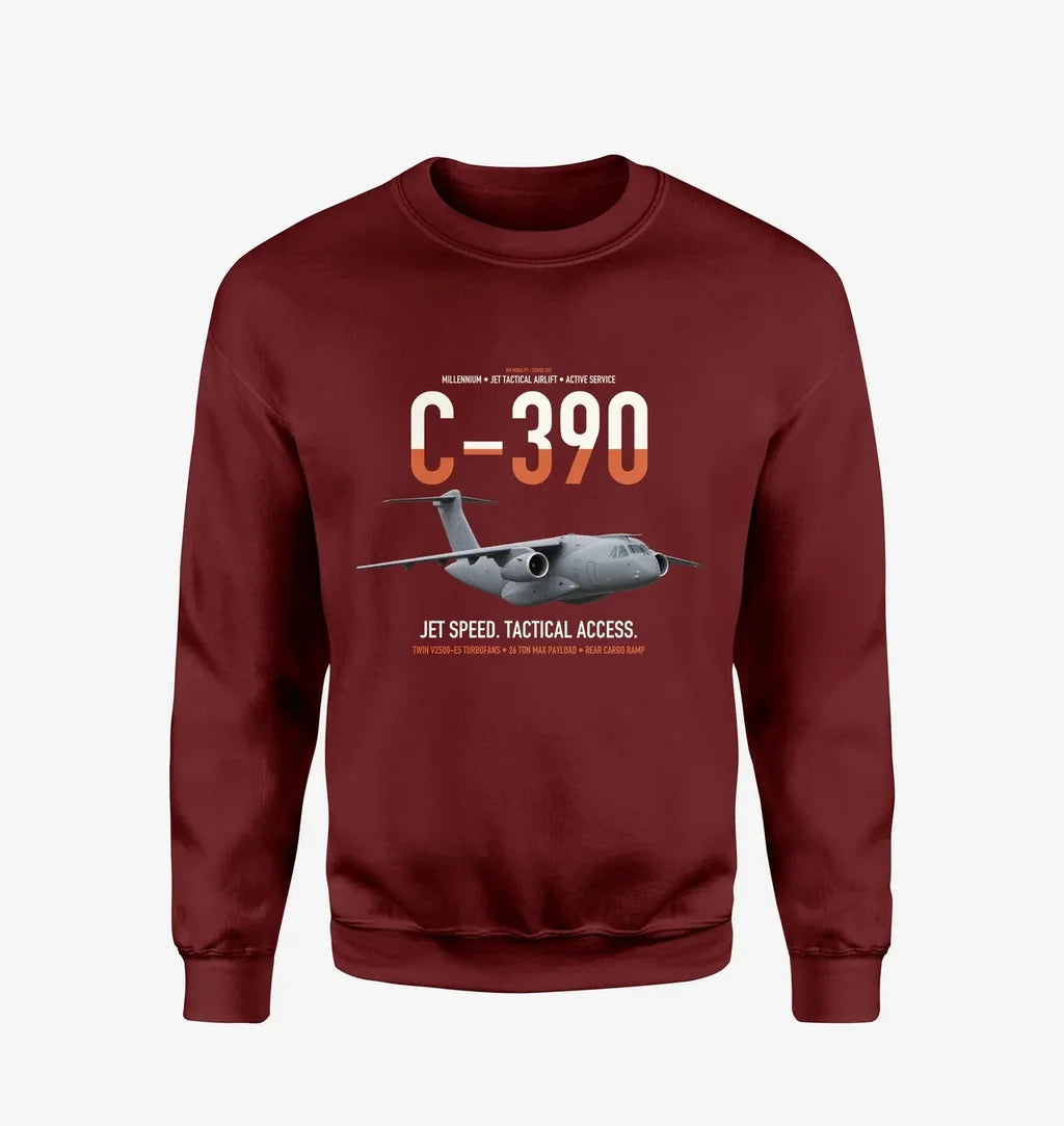 C-390 Millennium design on wine red sweatshirt