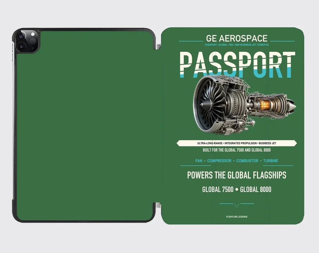 PASSPORT design on green ipad tablet case