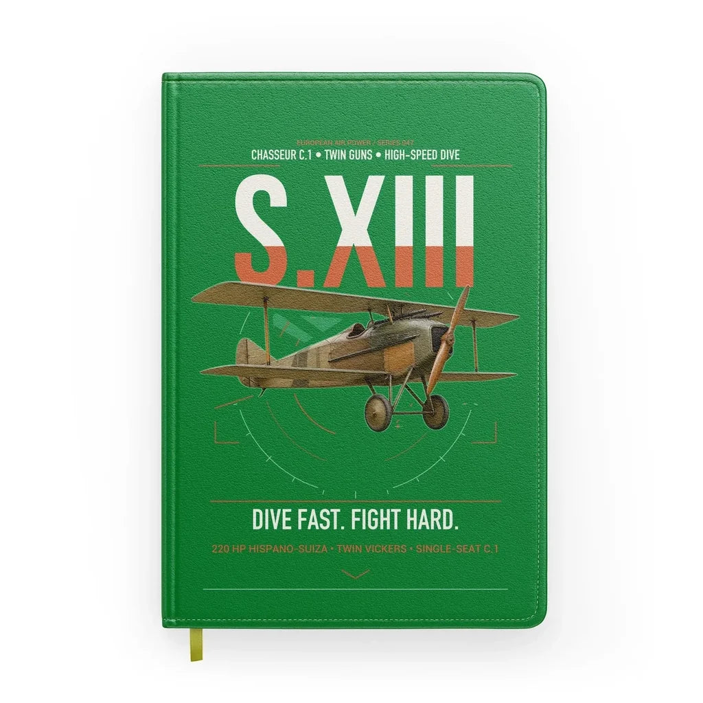 SPAD S.XIII C.1 design on green notebook