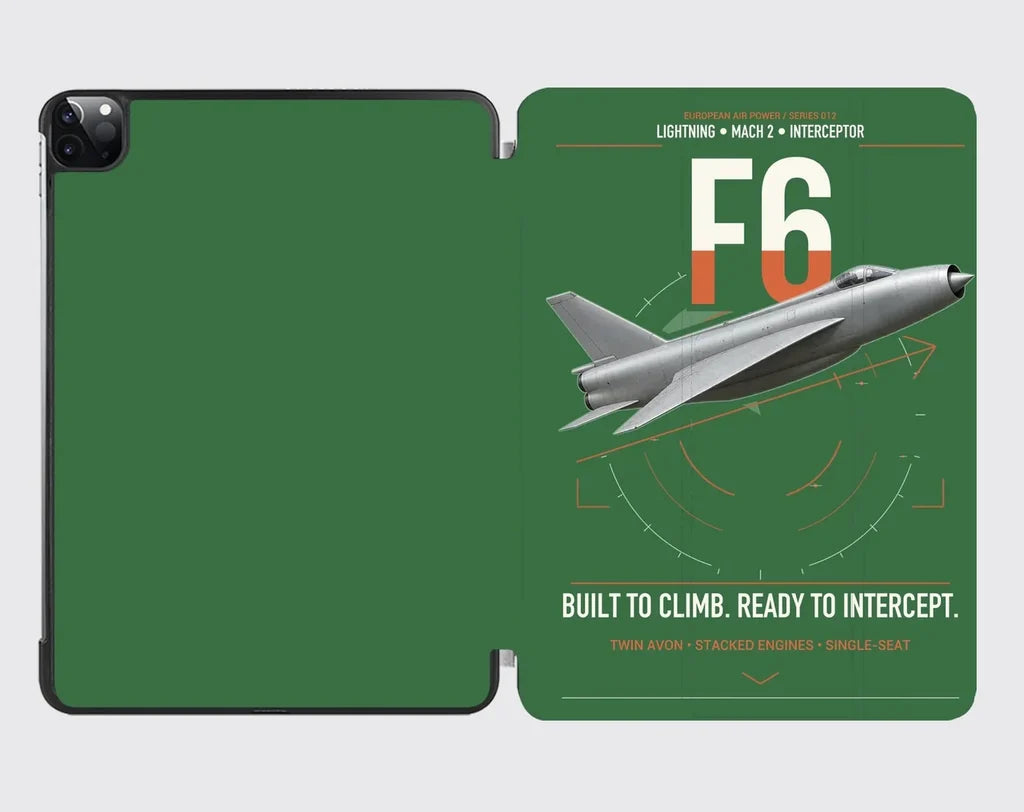 English Electric Lightning F6 design on green ipad tablet case