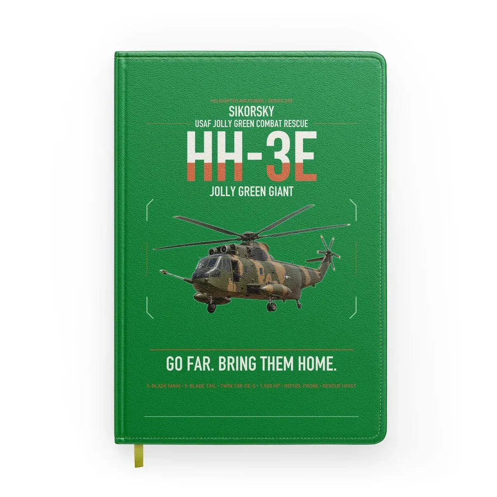 Sikorsky HH-3E Jolly Green Giant design on green notebook