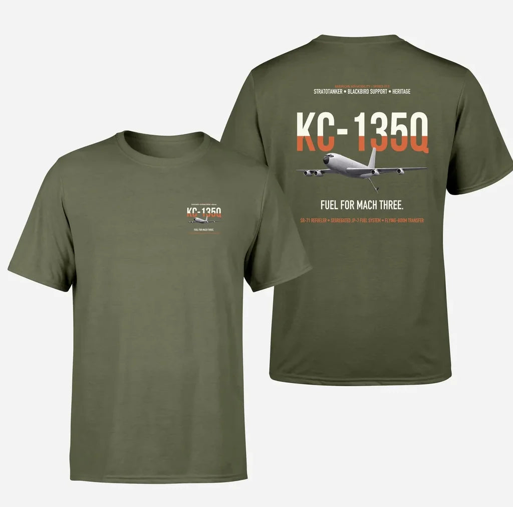 KC-135Q Blackbird Tanker design on green army double-side t-shirt, double-side print