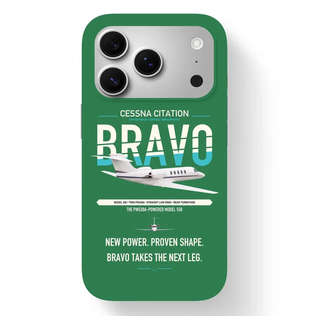 Cessna Citation Bravo design on green magsafe iphone case, for iPhone 17 Pro