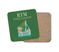 Thumbnail for Rotterdam The Hague Airport (RTM) design on green 1 piece coaster