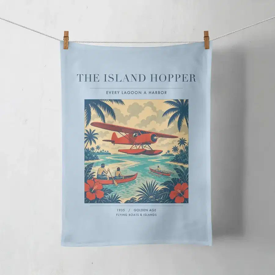 VINTAGE G4024 - The Island Hopper - Designed Towels design on lightblue