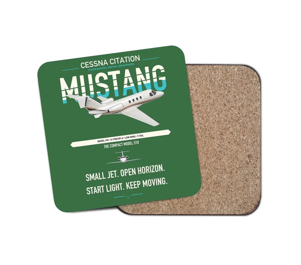 Cessna Citation Mustang design on green 1 piece coaster