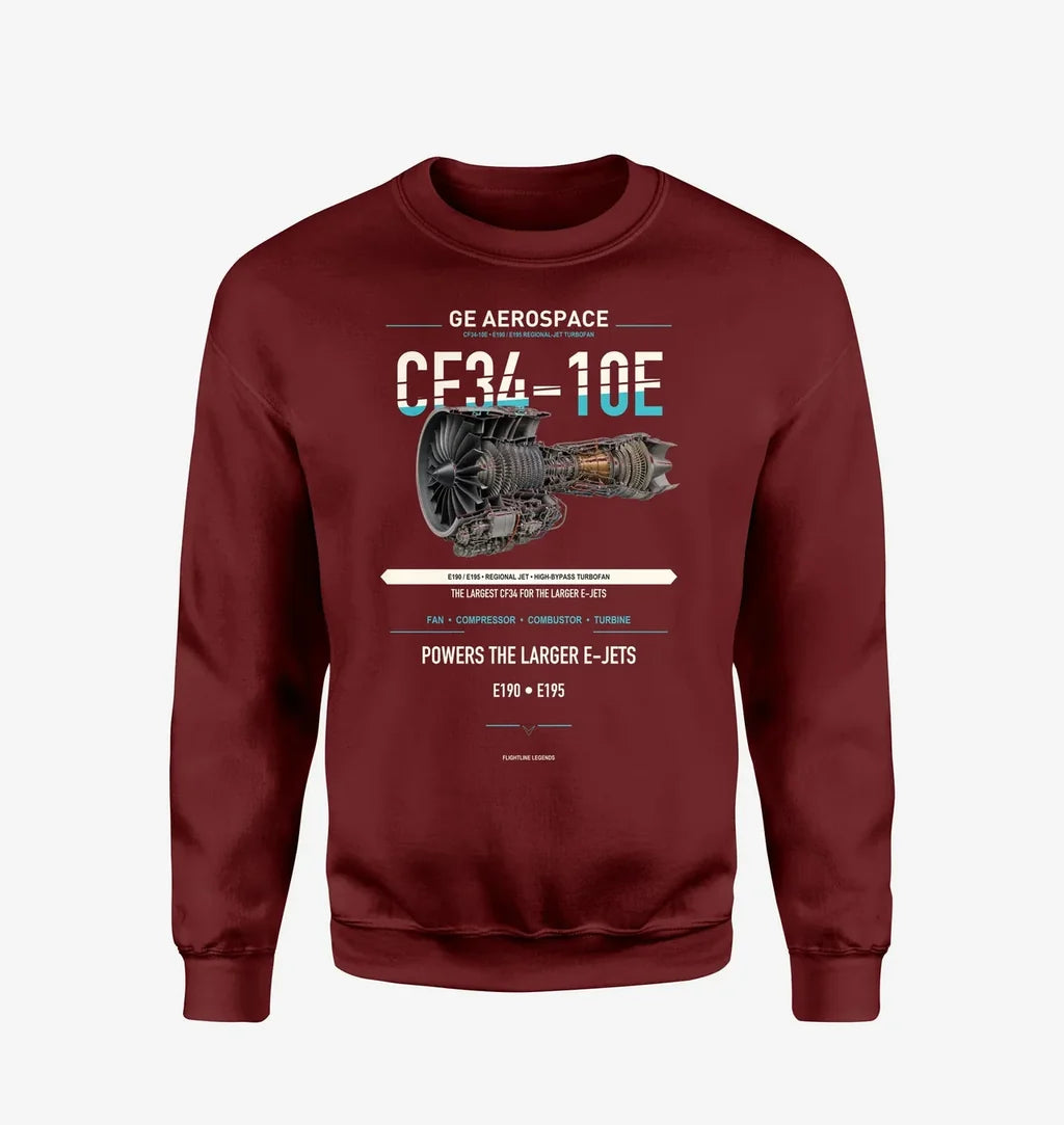 CF34-10E design on wine red sweatshirt