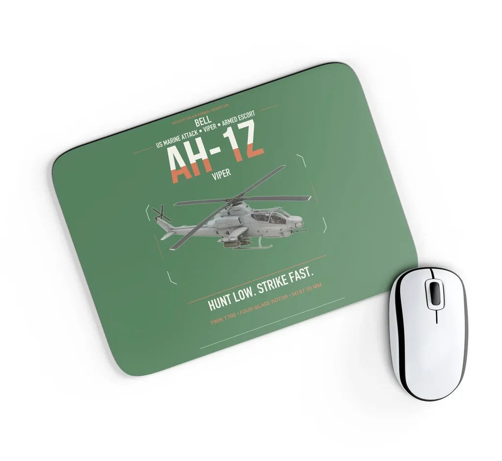 Bell AH-1Z Viper design on green rectangle mouse pad