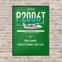Thumbnail for Tecnam P2006T vertical canvas print - framed - green background