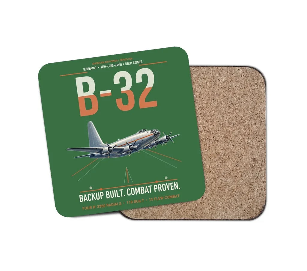 B-32 Dominator design on green 1 piece coaster