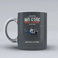 Thumbnail for MD Helicopters MD 530F design on gray ceramic mug, double-side print