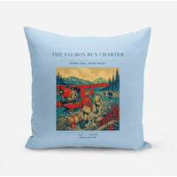 Thumbnail for VINTAGE G4289 - The Salmon Run Charter - Designed Pillows design on lightblue
