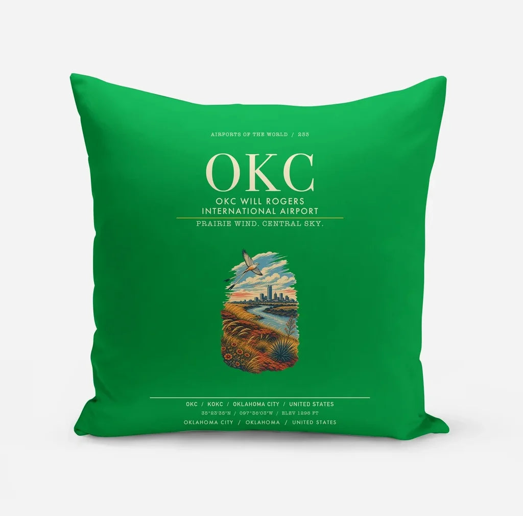 OKC Will Rogers International Airport (OKC) design on green pillow