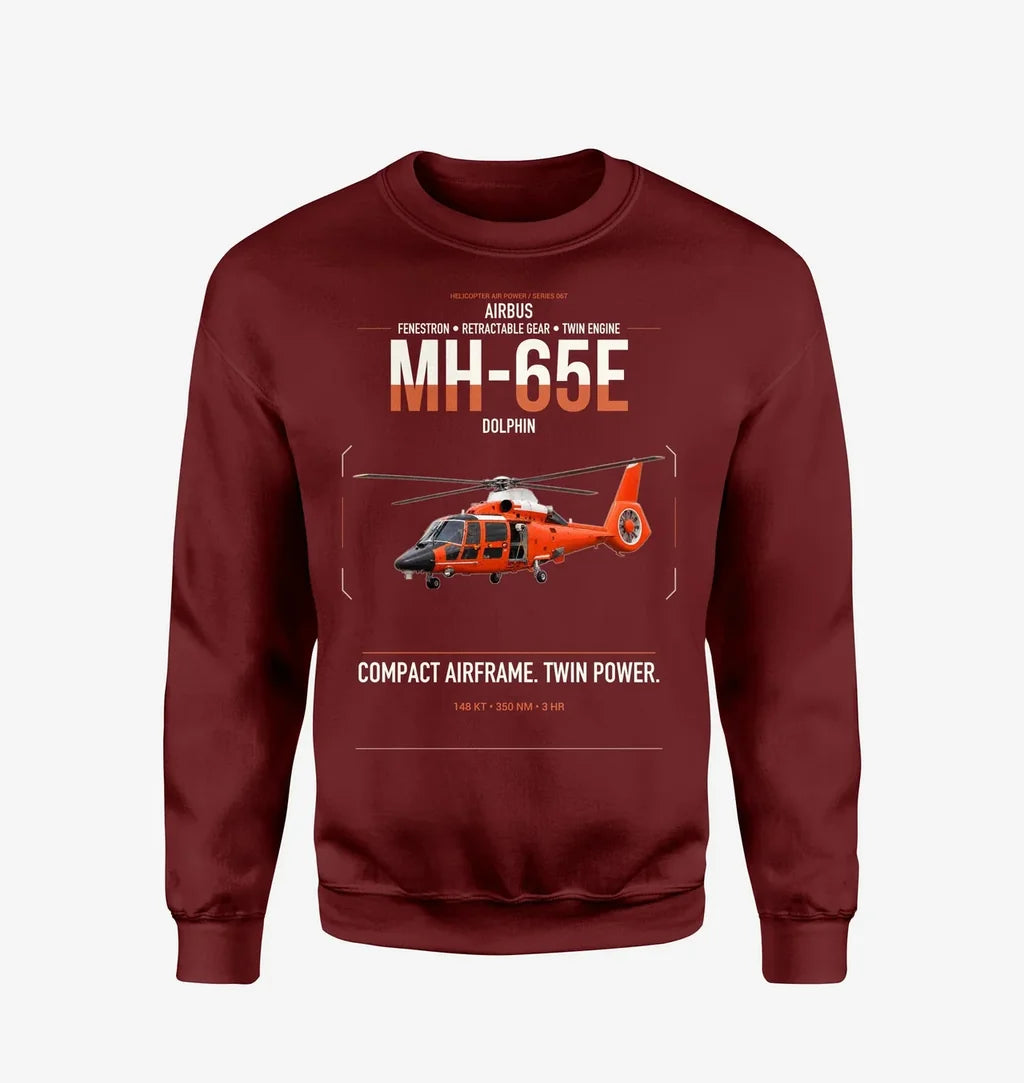 Airbus MH-65E Dolphin design on wine red sweatshirt