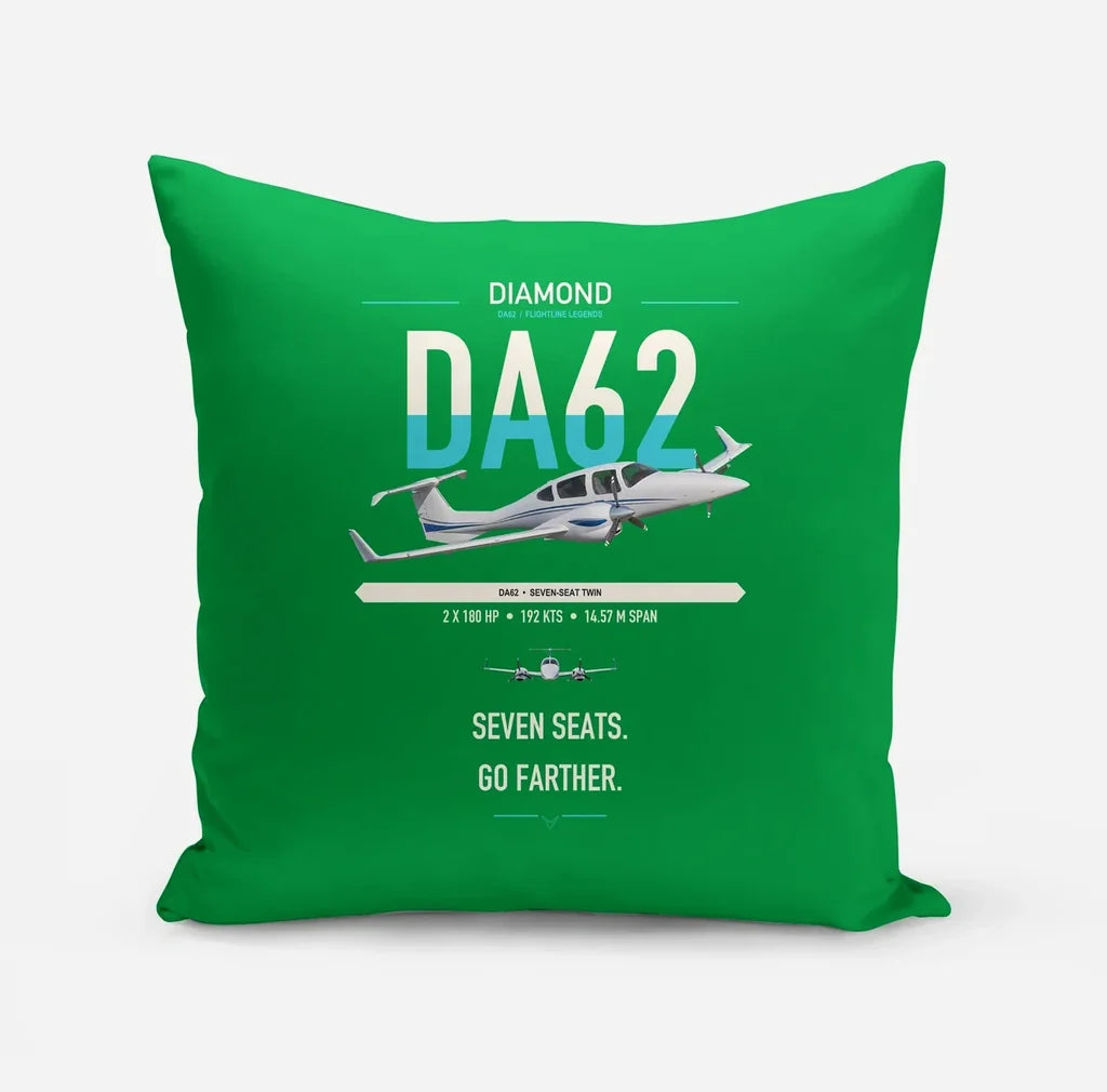 Diamond DA62 design on green pillow