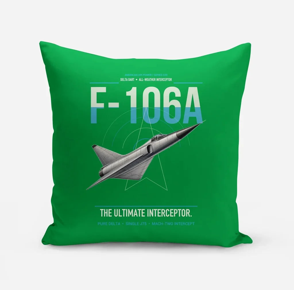 F-106A Delta Dart design on green pillow