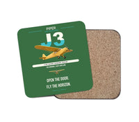 Thumbnail for Piper J-3 Cub design on green 1 piece coaster